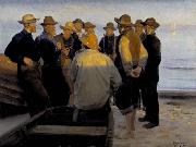 Michael Ancher Fishermen by the Sea on a Summer Evening oil painting reproduction